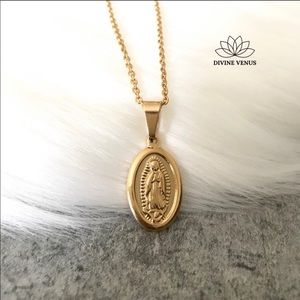 Virgin Mary Gold Plated Stainless Steel Necklace